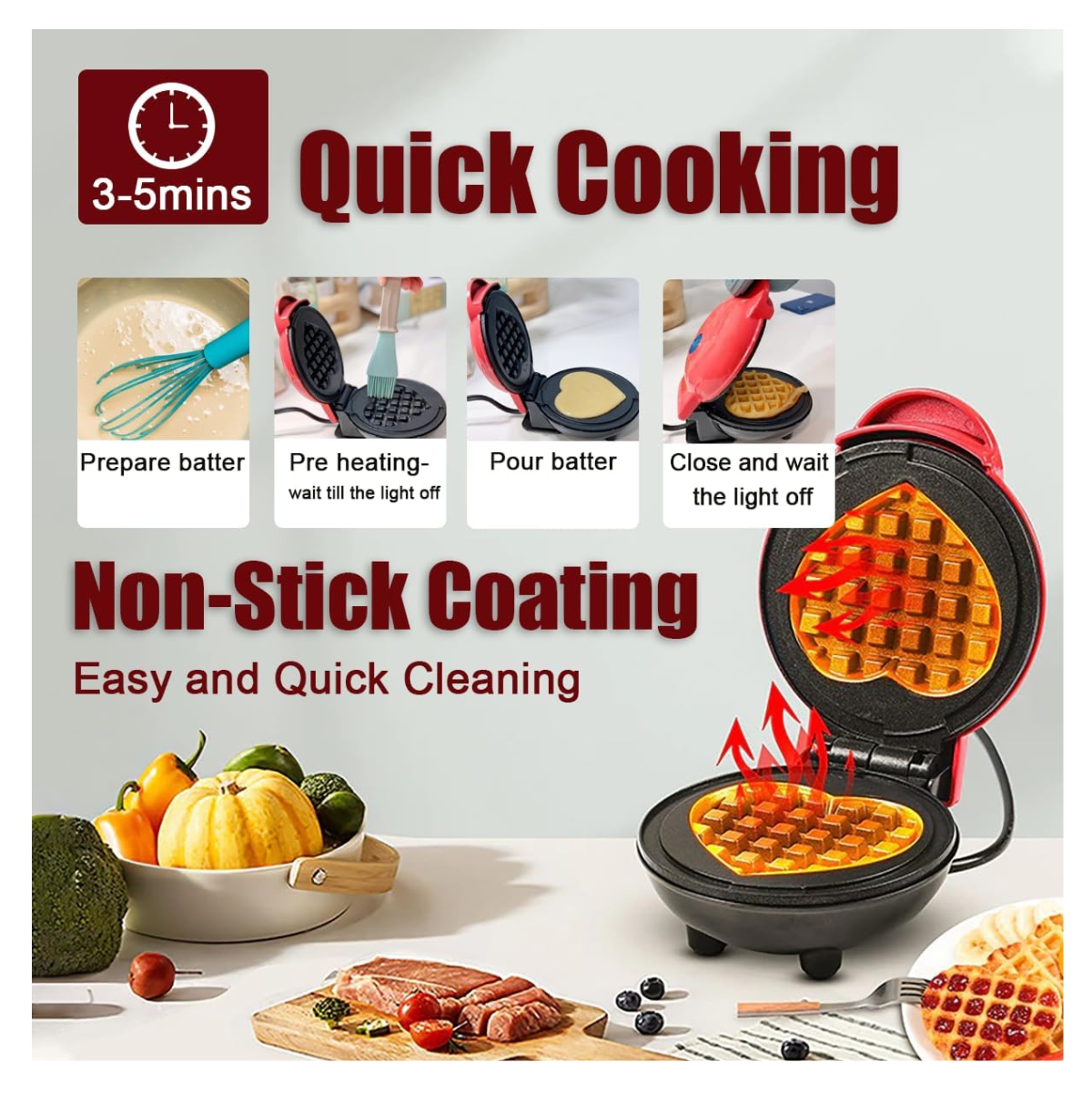 Miniatura 2 de Mini Waflera Corazon Antiadherente